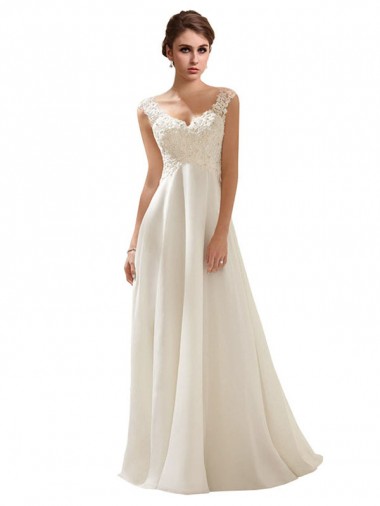 Sweep Train Ivory Sleeveless A-Line Low Back Wedding Dress Birmingham