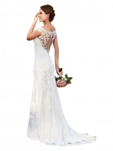 Chapel Train White Sleeveless Sheath Sexy Wedding Dress Birmingham