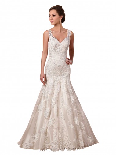Chapel Train Ivory Sleeveless Mermaid Tulle & Lace Bridal Wedding Dress Birmingham