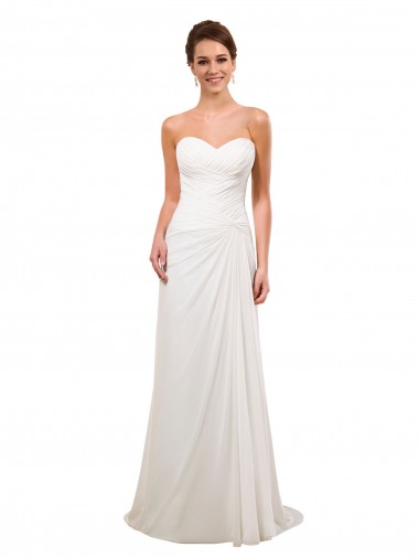 Chapel Train Ivory Sleeveless Sheath Wedding Gowns Birmingham