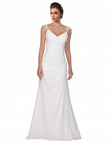 Chapel Train Ivory Sleeveless Sheath Wedding Dresses Birmingham