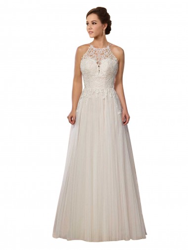Sweep Train Ivory Sleeveless A-Line Tulle Wedding Dress Birmingham