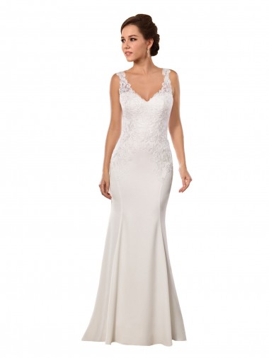 Chapel Train Ivory Sleeveless Mermaid Lace & Stretch Crepe Sexy Wedding Dress Birmingham