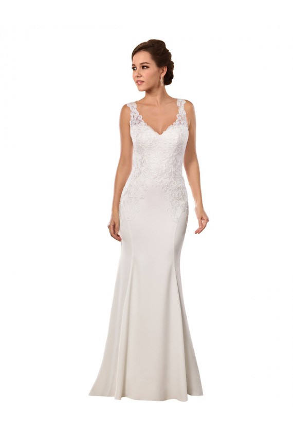Chapel Train Ivory Sleeveless Mermaid Lace & Stretch Crepe Sexy Wedding Dress Birmingham
