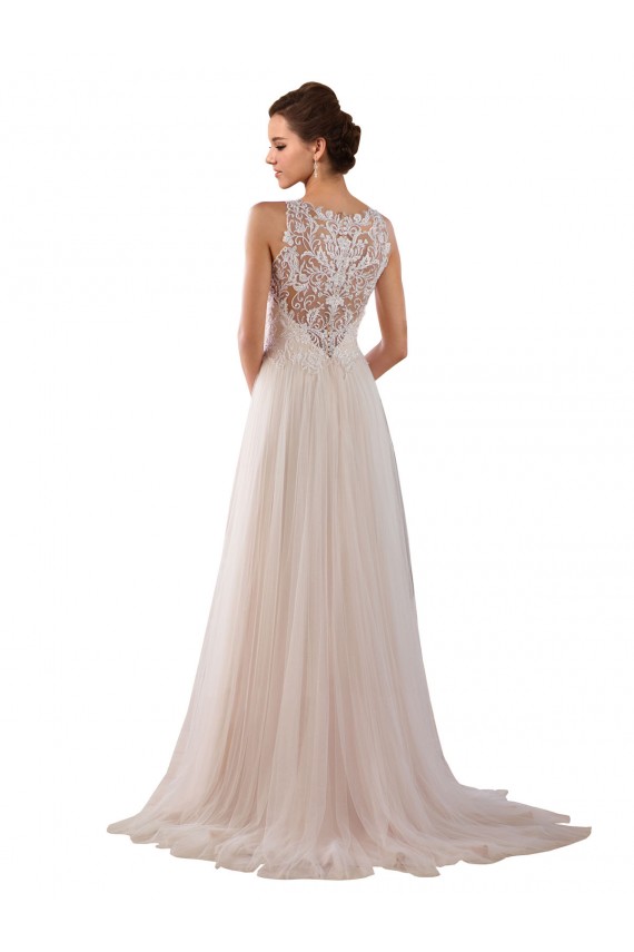 Chapel Train Ivory Sleeveless A-Line Boho Wedding Dress Birmingham