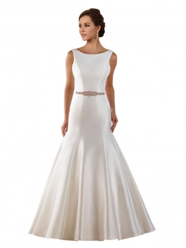 Chapel Train Ivory Sleeveless Mermaid V-Back Modern Wedding Dress Birmingham