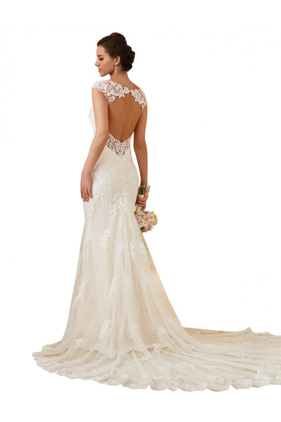 Chapel Train Ivory Sleeveless Mermaid Keyhole Back Modern Wedding Dress Birmingham