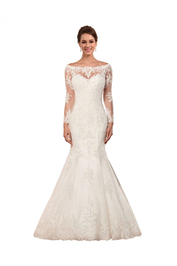 Chapel Train Ivory Long Sleeves Mermaid Sexy Wedding Dress Birmingham
