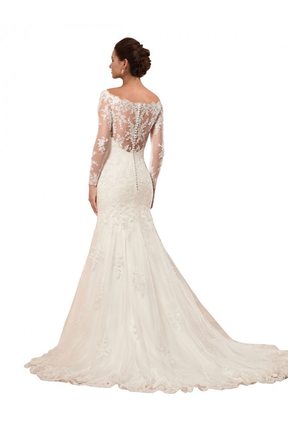 Chapel Train Ivory Long Sleeves Mermaid Sexy Wedding Dress Birmingham