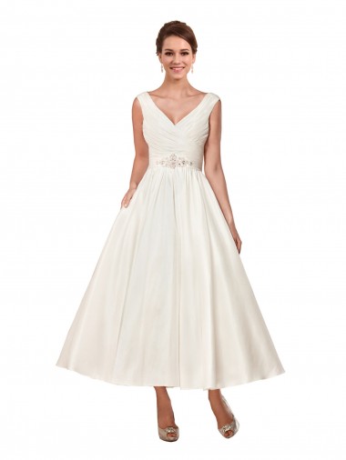 Ankle Length Ivory Sleeveless A-Line Wedding Dress Birmingham