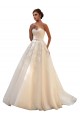 Chapel Train Ivory & Champagne Sleeveless Ball Gown Wedding Dress Birmingham