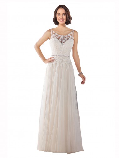Sweep Train Ivory & Champagne Sleeveless A-Line Boho Wedding Dress Birmingham