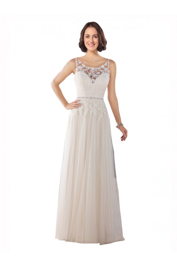 Sweep Train Ivory & Champagne Sleeveless A-Line Boho Wedding Dress Birmingham