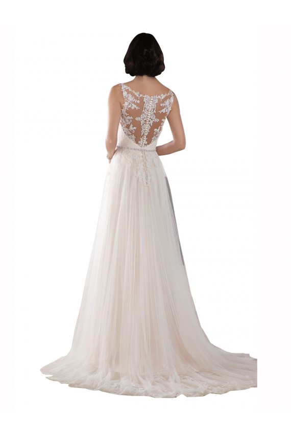 Sweep Train Ivory & Champagne Sleeveless A-Line Boho Wedding Dress Birmingham