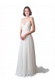 Chapel Train Ivory Sleeveless A-Line Soft Chiffon & Lace Beach Wedding Dress Birmingham