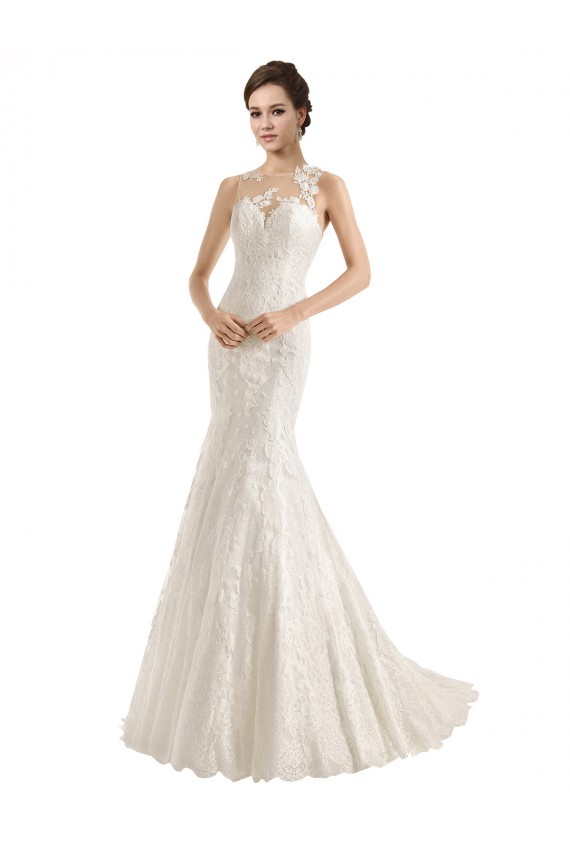 Chapel Train Long Ivory Sleeveless Mermaid Wedding Dress Birmingham