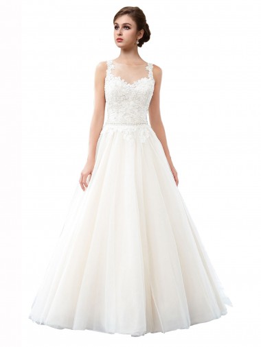 Cathedral Train Ivory Sleeveless A-Line Beach Wedding Dress Birmingham