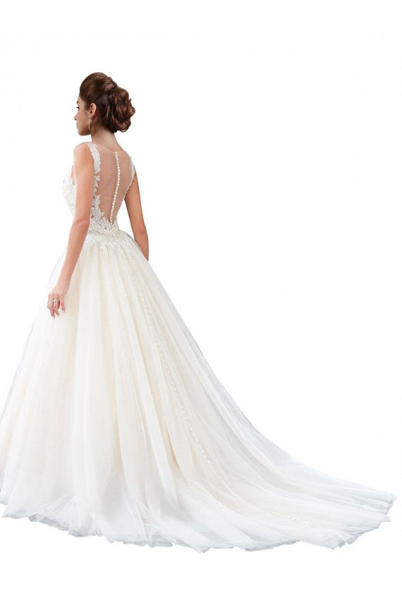 Cathedral Train Ivory Sleeveless A-Line Beach Wedding Dress Birmingham