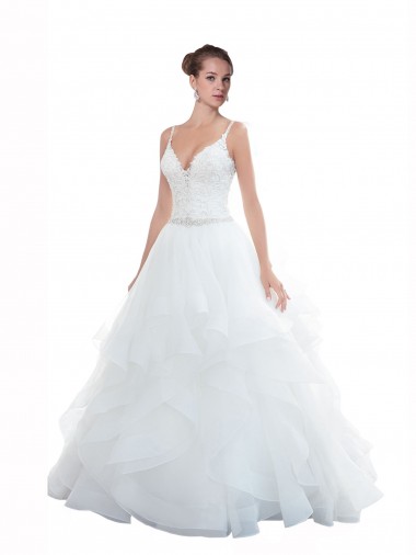 Chapel Train White Sleeveless Ball Gown Beach Wedding Dress Birmingham