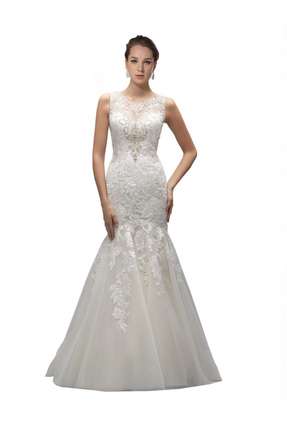 Sweep Train Ivory Sleeveless Mermaid Wedding Dress Birmingham