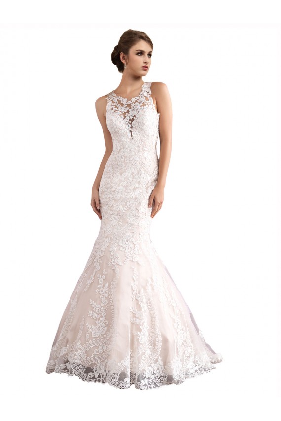 Cathedral Train Ivory & Champagne Sleeveless Mermaid Wedding Dress Birmingham