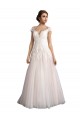 Cathedral Train Ivory & Champagne Cap Sleeves A-Line Beach Wedding Dress Birmingham