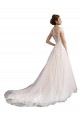 Cathedral Train Ivory & Champagne Cap Sleeves A-Line Beach Wedding Dress Birmingham