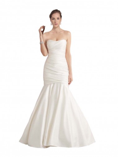 Chapel Train Ivory Sleeveless Mermaid Low Back Satin Beach Wedding Dress Birmingham