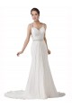 Chapel Train White Sleeveless Sheath Beach Wedding Dress Birmingham