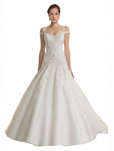 Sweep Train Ivory Sleeveless Mermaid Tulle & Lace Wedding Dress Birmingham