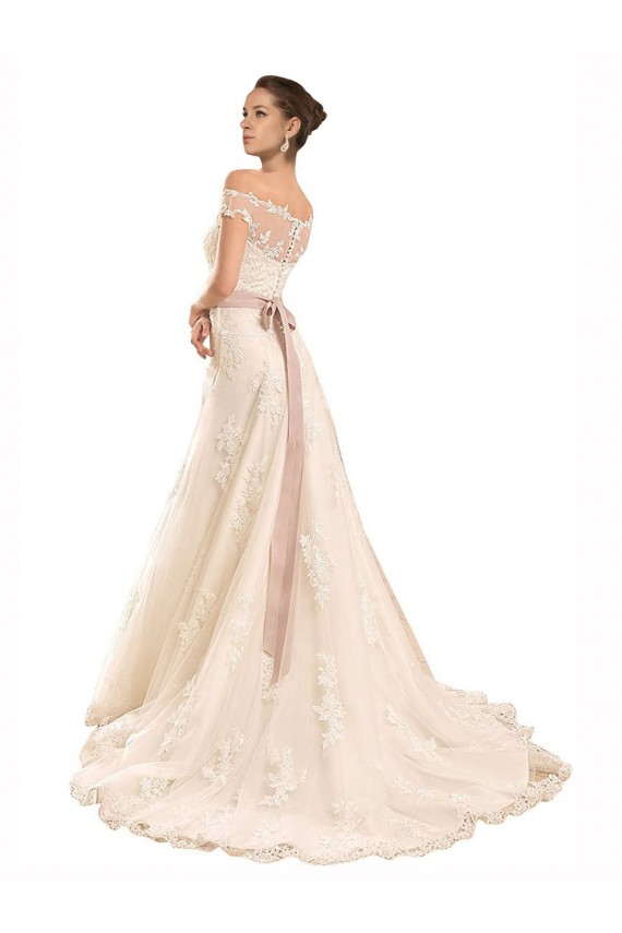 Chapel Train Ivory Sleeveless A-Line Beach Wedding Dress Birmingham