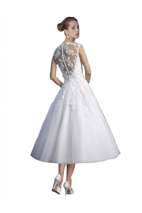 Tea Length Ivory Sleeveless A-Line Beach Wedding Dress Birmingham