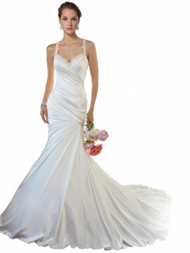 Chapel Train Ivory Sleeveless Mermaid Beach Wedding Gowns Birmingham