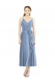 Tea Length Dusty Blue Sleeveless A-Line Bridesmaid Dress Birmingham