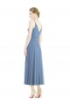 Tea Length Dusty Blue Sleeveless A-Line Bridesmaid Dress Birmingham