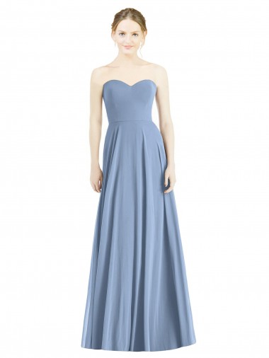 Long Dusty Blue Sleeveless A-Line Evening Dress / Bridesmaid Dress Birmingham