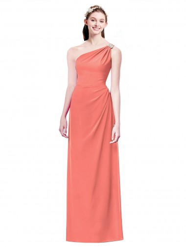 Long Coral Sleeveless A-Line Soft Chiffon Bridesmaid Dress Birmingham