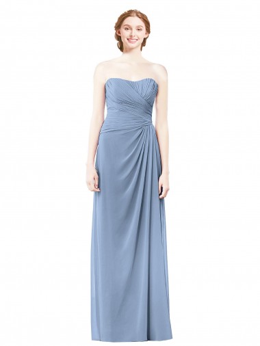 Long Dusty Blue Sleeveless A-Line Formal Dresses / Bridesmaid Dresses Birmingham