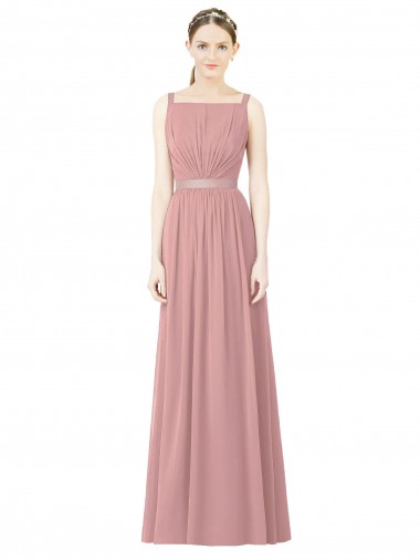 Long Dusty Pink Sleeveless A-Line Bridesmaid Dress Birmingham