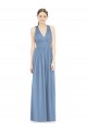 Long Dusty Blue Sleeveless A-Line Chiffon Bridesmaid Gowns Birmingham