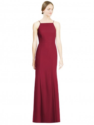 Long Burgundy Sleeveless Mermaid Soft Chiffon Bridal Party Dress Birmingham