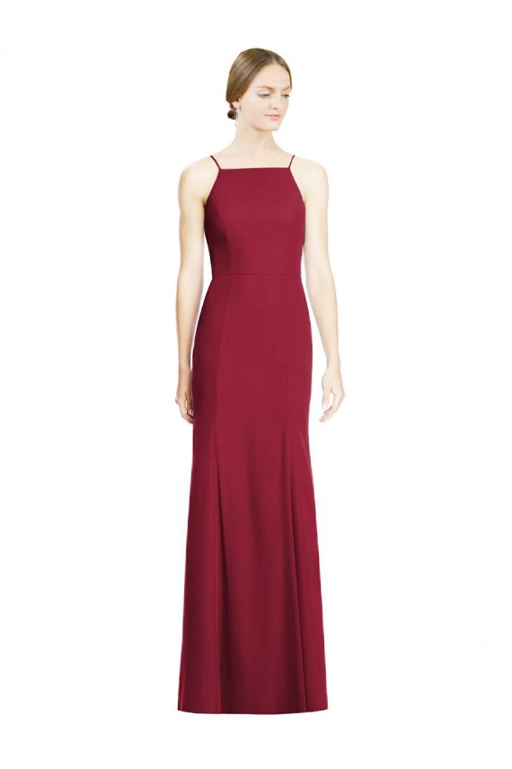 Long Burgundy Sleeveless Mermaid Soft Chiffon Bridal Party Dress Birmingham