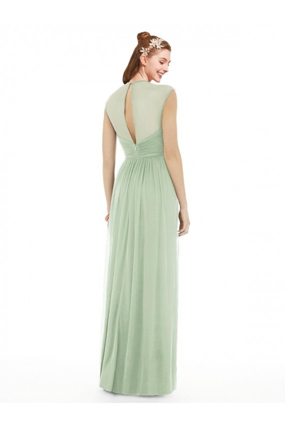 Long Sage Cap Sleeves A-Line Formal Dress / Bridesmaid Dress Birmingham
