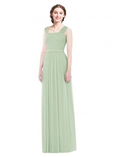 Long Sage Sleeveless A-Line Soft Chiffon Bridal Party Dress Birmingham