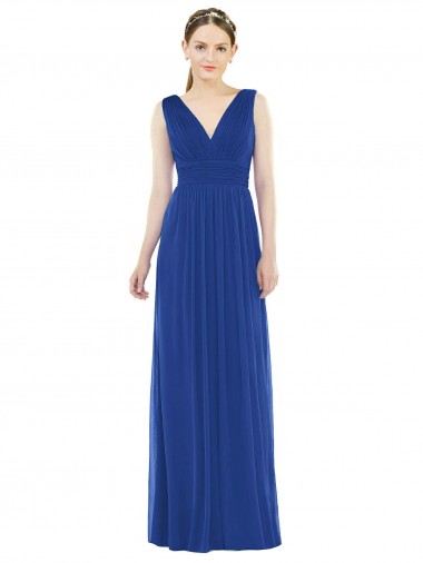 Long Royal Blue Sleeveless A-Line Bridesmaid Gowns Birmingham