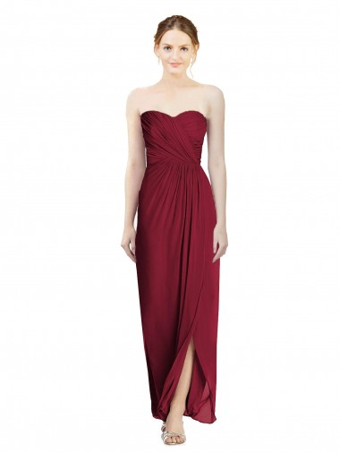Long Burgundy Sleeveless Sheath Bridesmaid Dress Birmingham