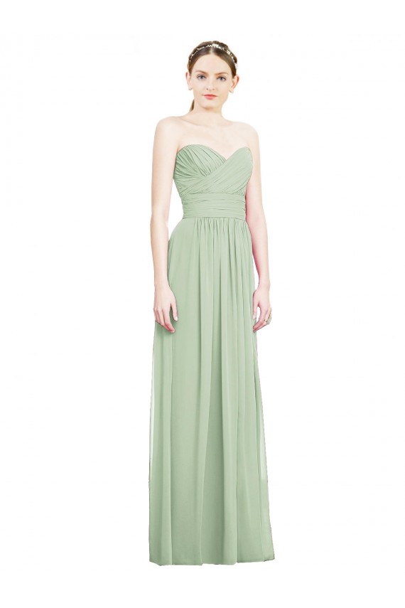 Long Sage Sleeveless A-Line Open Back Bridesmaid Dress Birmingham