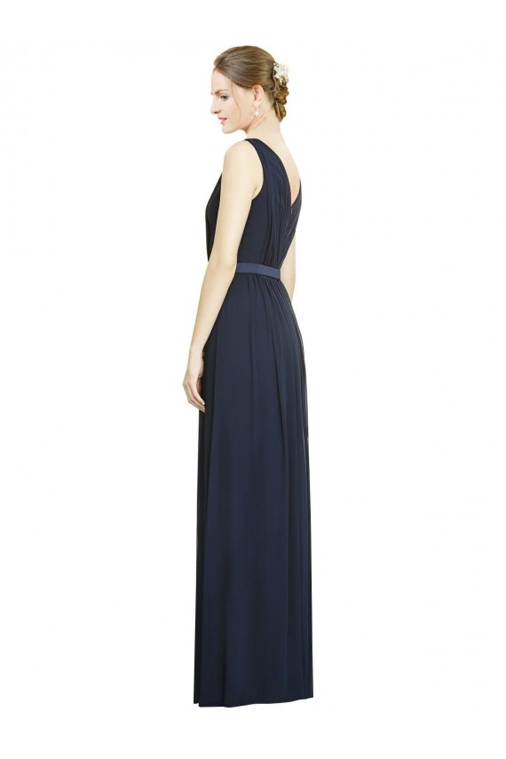 Long Dark Navy Sleeveless A-Line Bridesmaid Gowns Birmingham