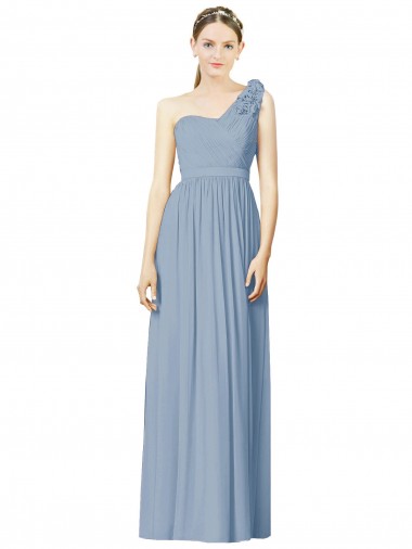 Long Dusty Blue Sleeveless A-Line Bridesmaid Dress Birmingham