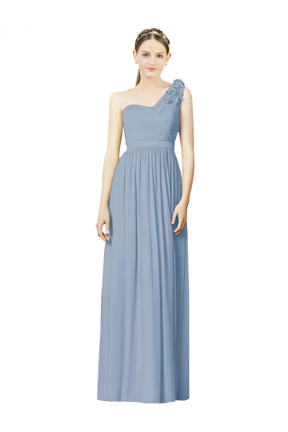 Long Dusty Blue Sleeveless A-Line Bridesmaid Dress Birmingham